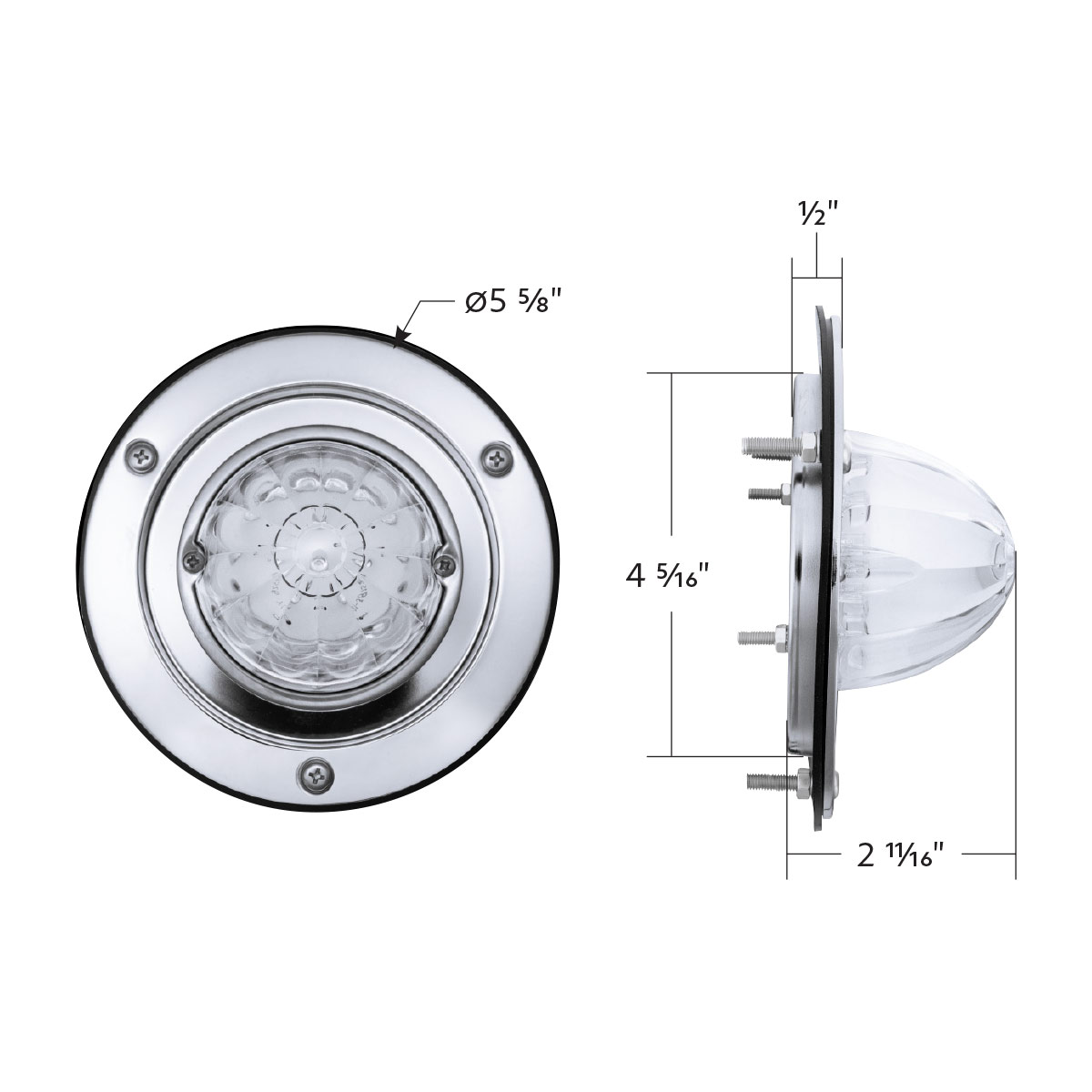 9 LED Dual Function GloLight Watermelon Sleeper Bunk Kit With 304 Stainless Steel Bezel-Red LED/Clear Lens - Thumbnail 11