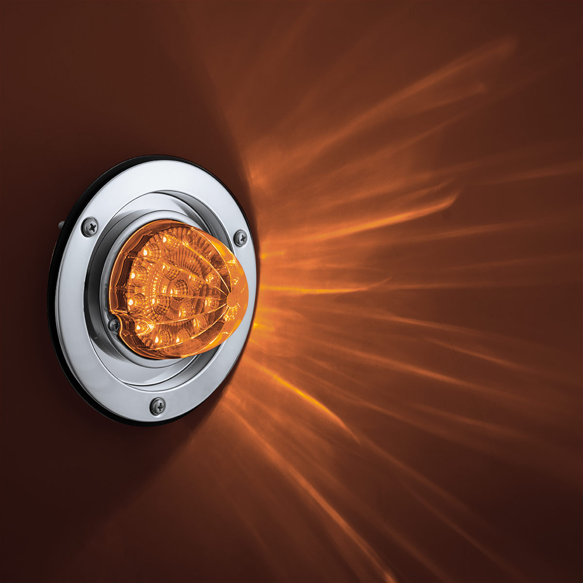 17 LED Dual Function Watermelon Reflector Sleeper Bunk Kit With 304 SS Bezel-Amber LED/Amber Lens - Thumbnail 12