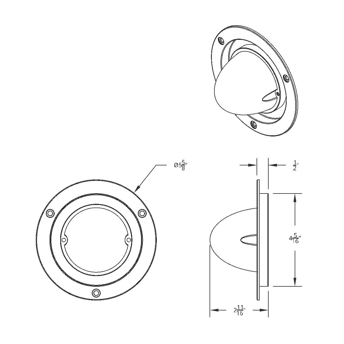 17 LED Dual Function Watermelon Reflector Light Sleeper Bunk Kit With 304 SS Bezel-Amber LED/Clear Lens - Thumbnail 13