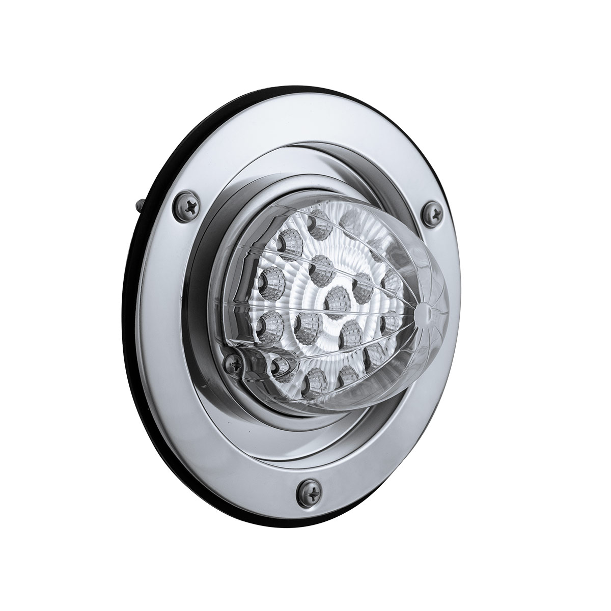 17 LED Dual Function Watermelon Reflector Light Sleeper Bunk Kit With 304 SS Bezel-Amber LED/Clear Lens - Thumbnail 3