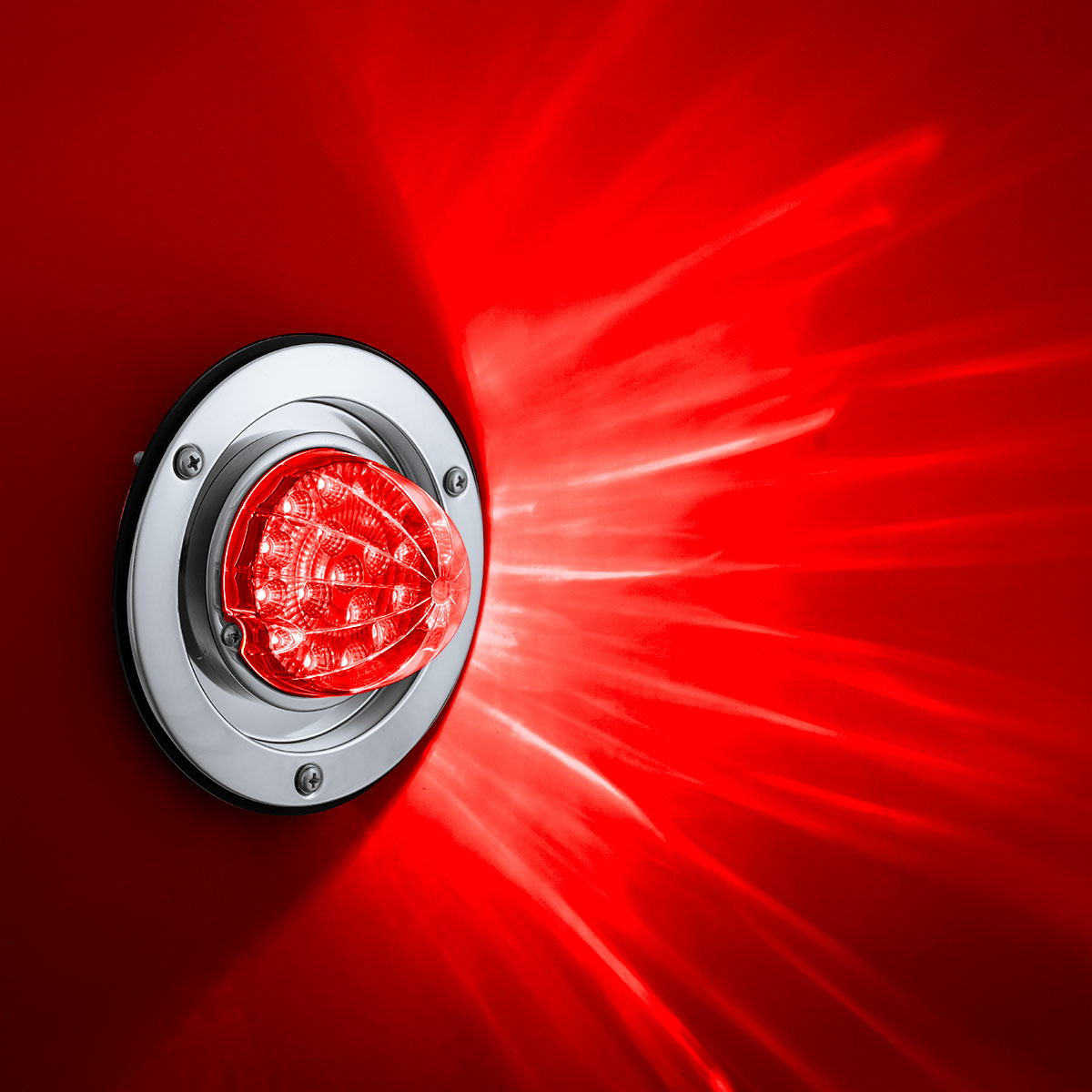 17 LED Dual Function Watermelon Reflector Light Sleeper Bunk Kit With 304 SS Bezel-Red LED/Clear Lens - Thumbnail 12