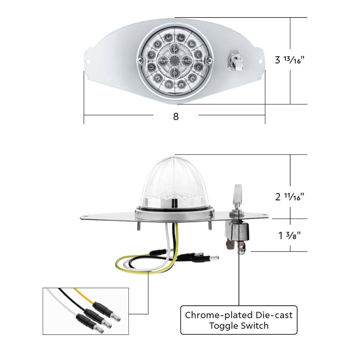 304 SS Above Door Dome Light Kit W/ 17 LED Double Fury Watermelon For 2008-2017 FL Cascadia-Red & White LED - Thumbnail 12