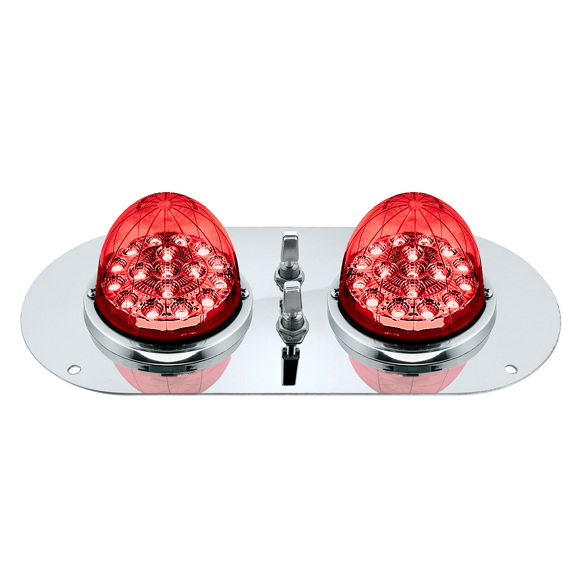 304 SS Above Door Dome Light Kit With 2 X 17 LED Double Fury Watermelon For KW & PB Trucks-Amber & Red LED - Thumbnail 3