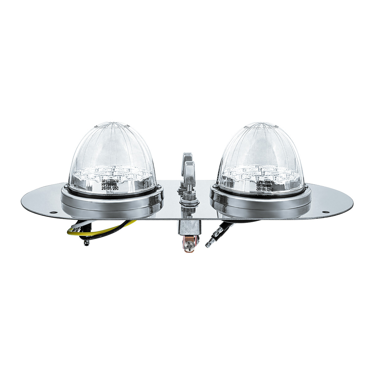 304 SS Above Door Dome Light Kit With 2 X 17 LED Double Fury Watermelon For KW & PB Trucks-Amber & Red LED - Thumbnail 9