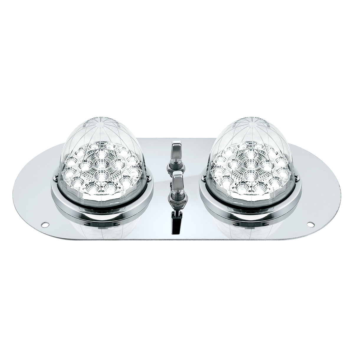 304 SS Above Door Dome Light Kit With 2 X 17 LED Double Fury Watermelon For KW & PB Trucks-Amber & White LED - Thumbnail 3