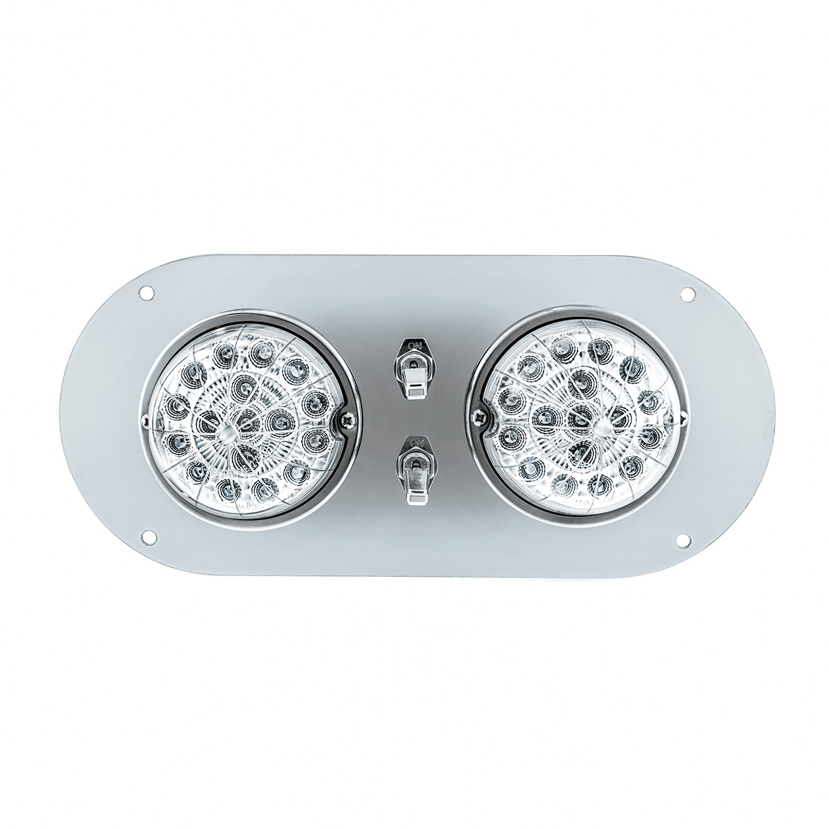 304 SS Above Door Dome Light Kit With 2 X 17 LED Double Fury Watermelon For KW & PB Trucks-Amber & White LED - Thumbnail 8