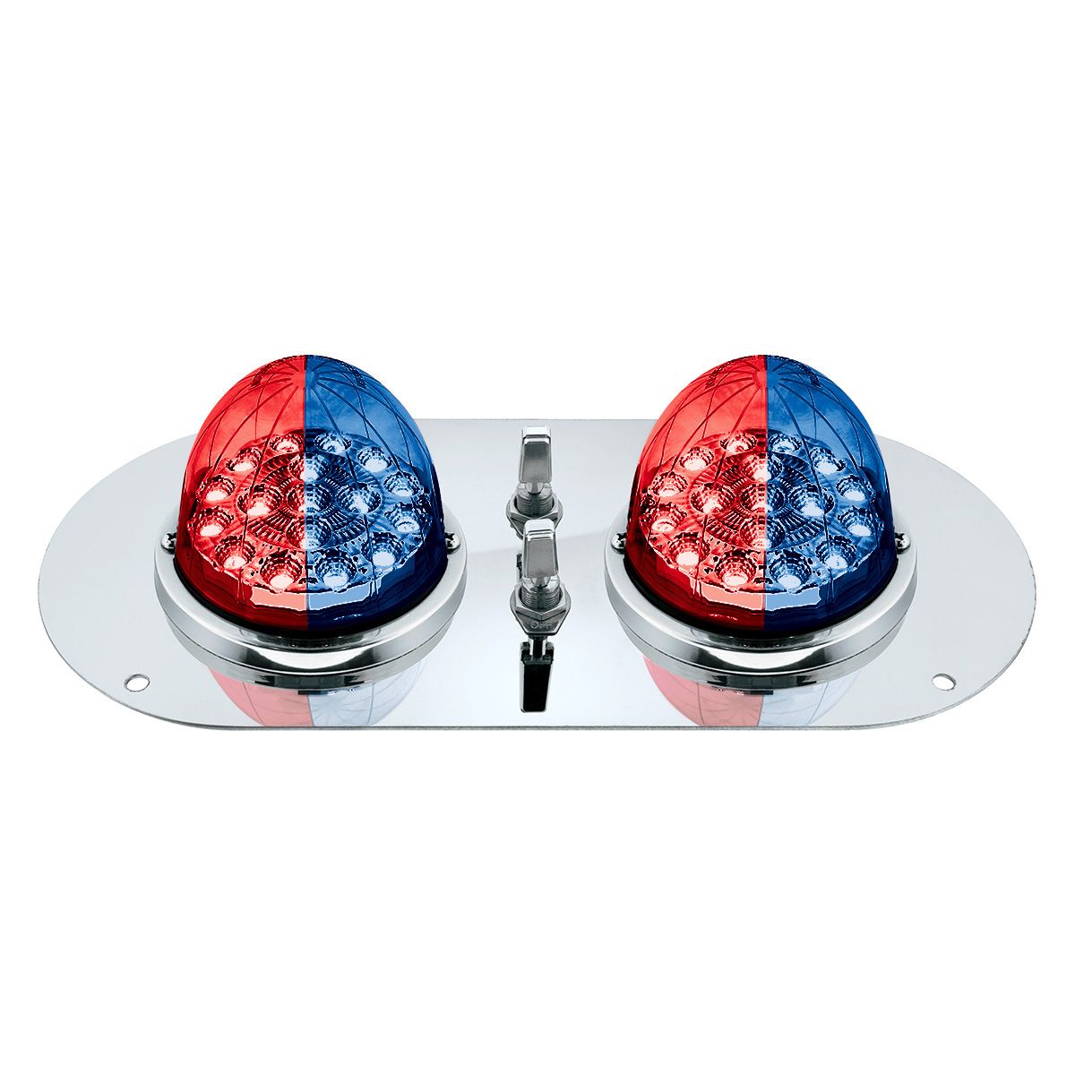 304 SS Above Door Dome Light Kit With 2 X 17 LED Double Fury Watermelon For KW & PB Trucks-Red & Blue LED