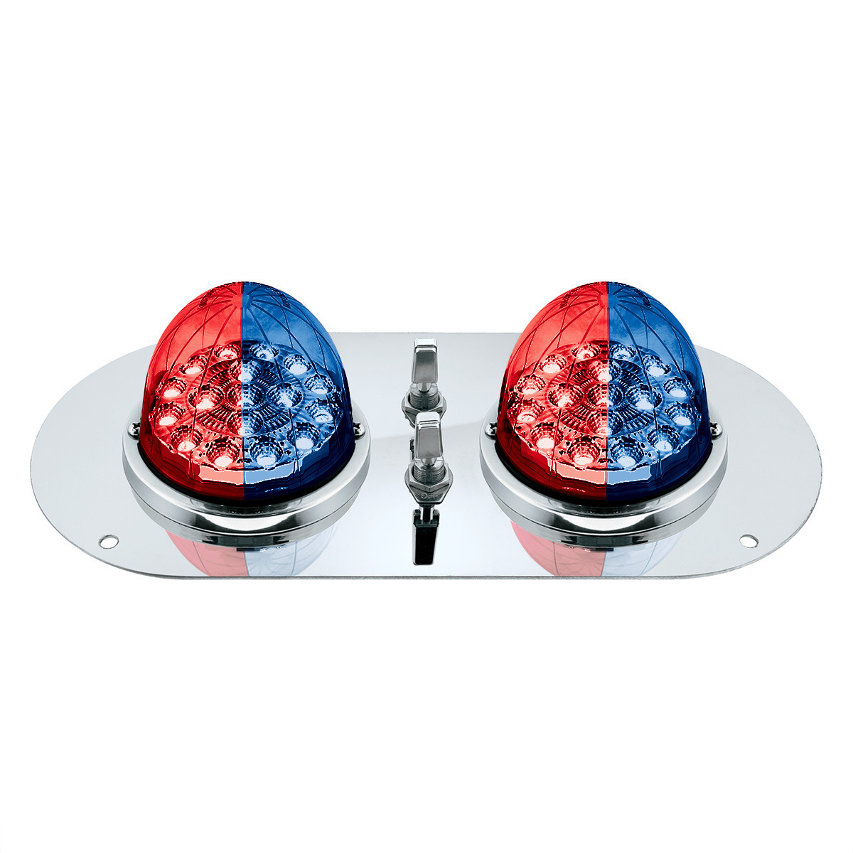 304 SS Above Door Dome Light Kit With 2 X 17 LED Double Fury Watermelon For KW & PB Trucks-Red & Blue LED - Thumbnail 14