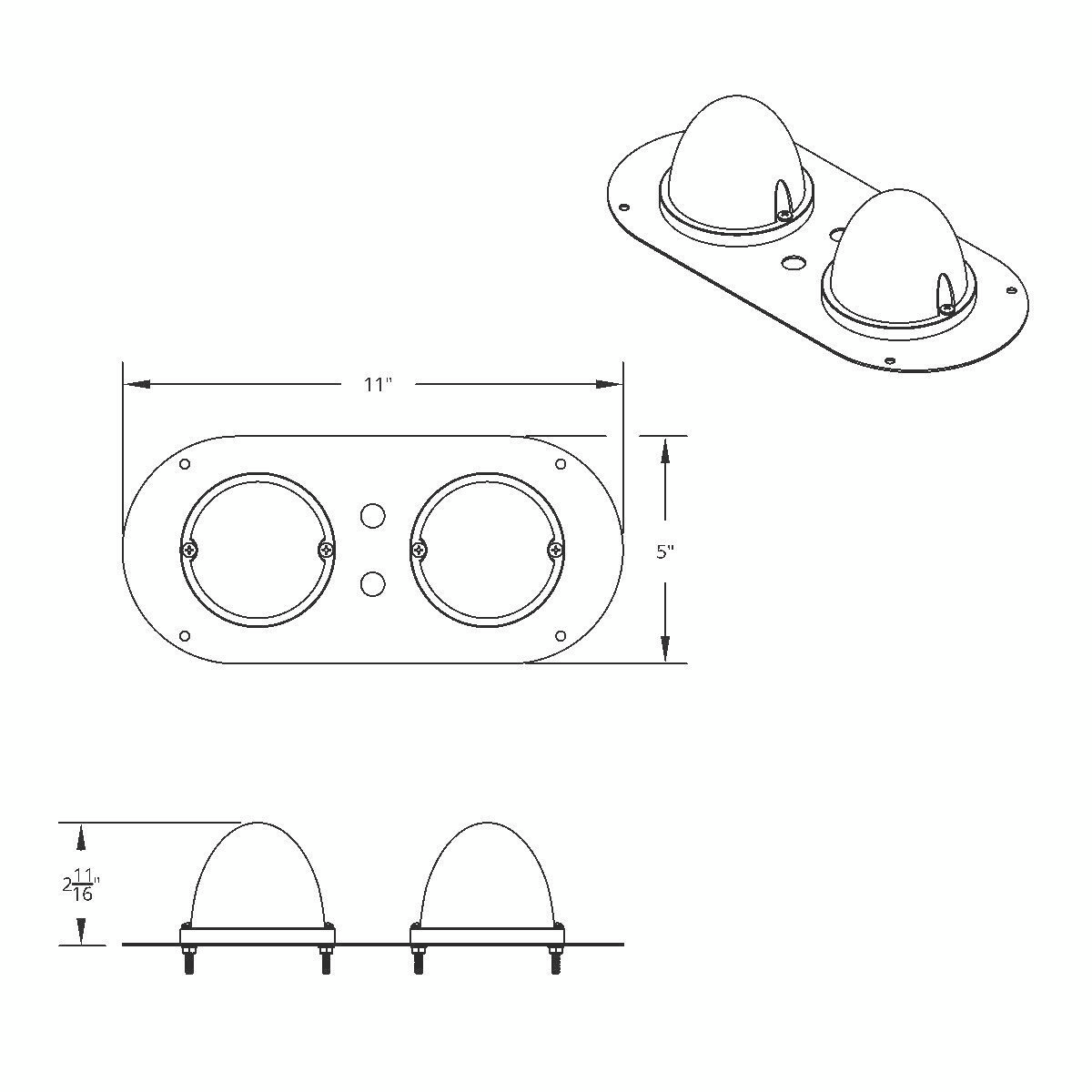 304 SS Above Door Dome Light Kit With 2 X 17 LED Double Fury Watermelon For KW & PB Trucks-Red & Green LED - Thumbnail 13