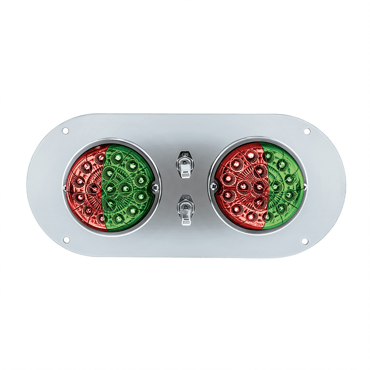 304 SS Above Door Dome Light Kit With 2 X 17 LED Double Fury Watermelon For KW & PB Trucks-Red & Green LED - Thumbnail 5