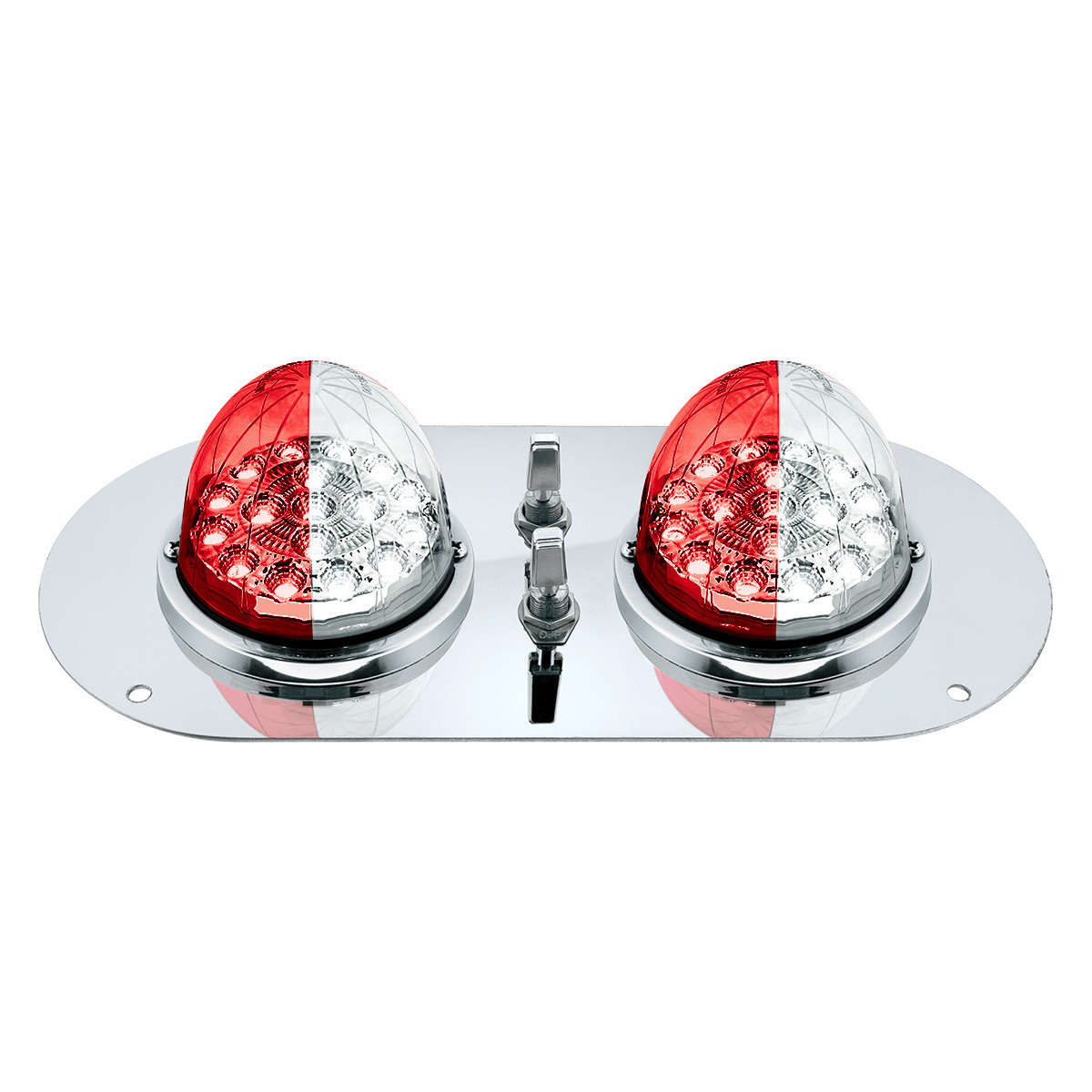304 SS Above Door Dome Light Kit With 2 X 17 LED Double Fury Watermelon For KW & PB Trucks-Red & White LED - Thumbnail 14