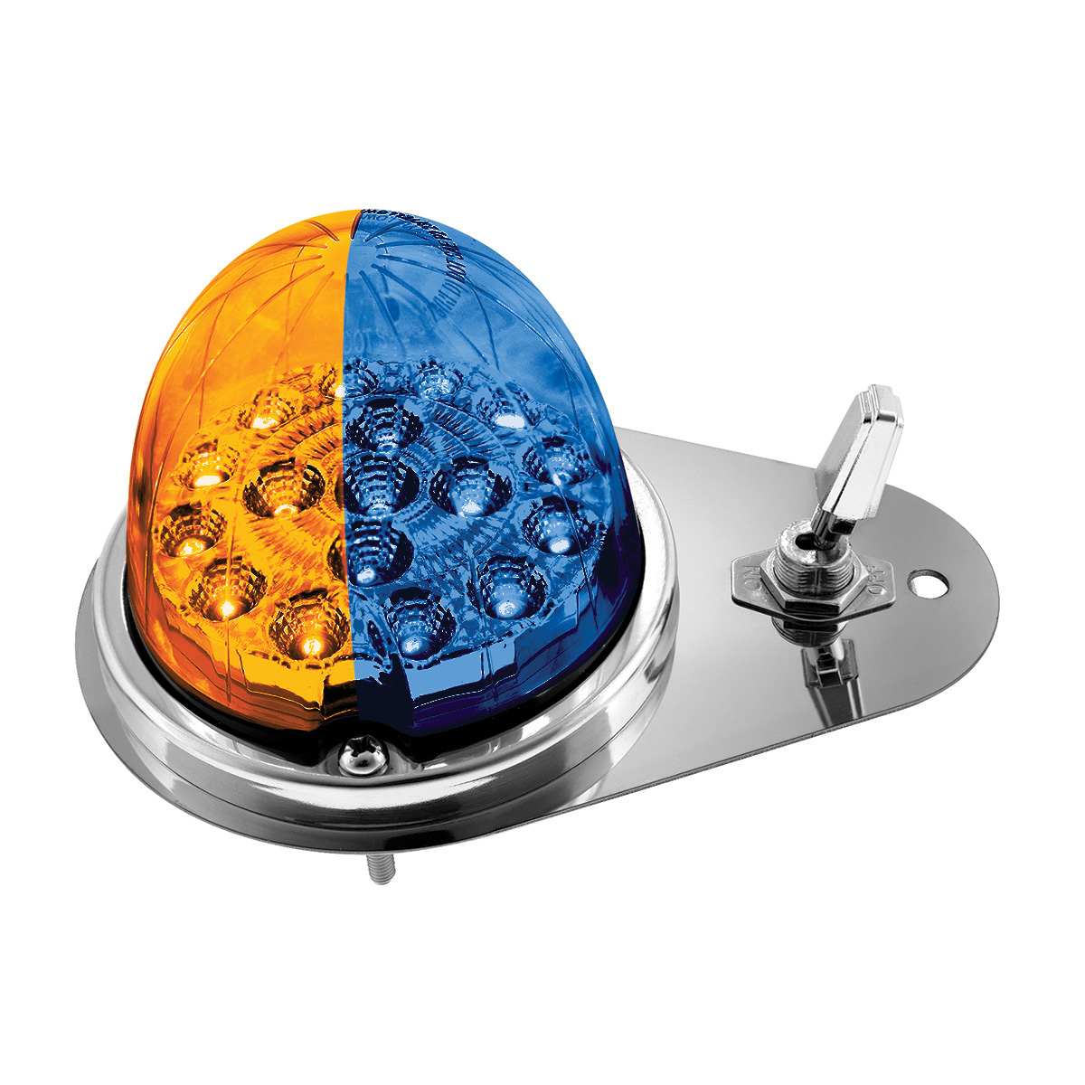 304 SS Above Door Dome Light Kit W/ 17 LED Double Fury Watermelon For 1994-2025 KW W900-Amber & Blue LED
