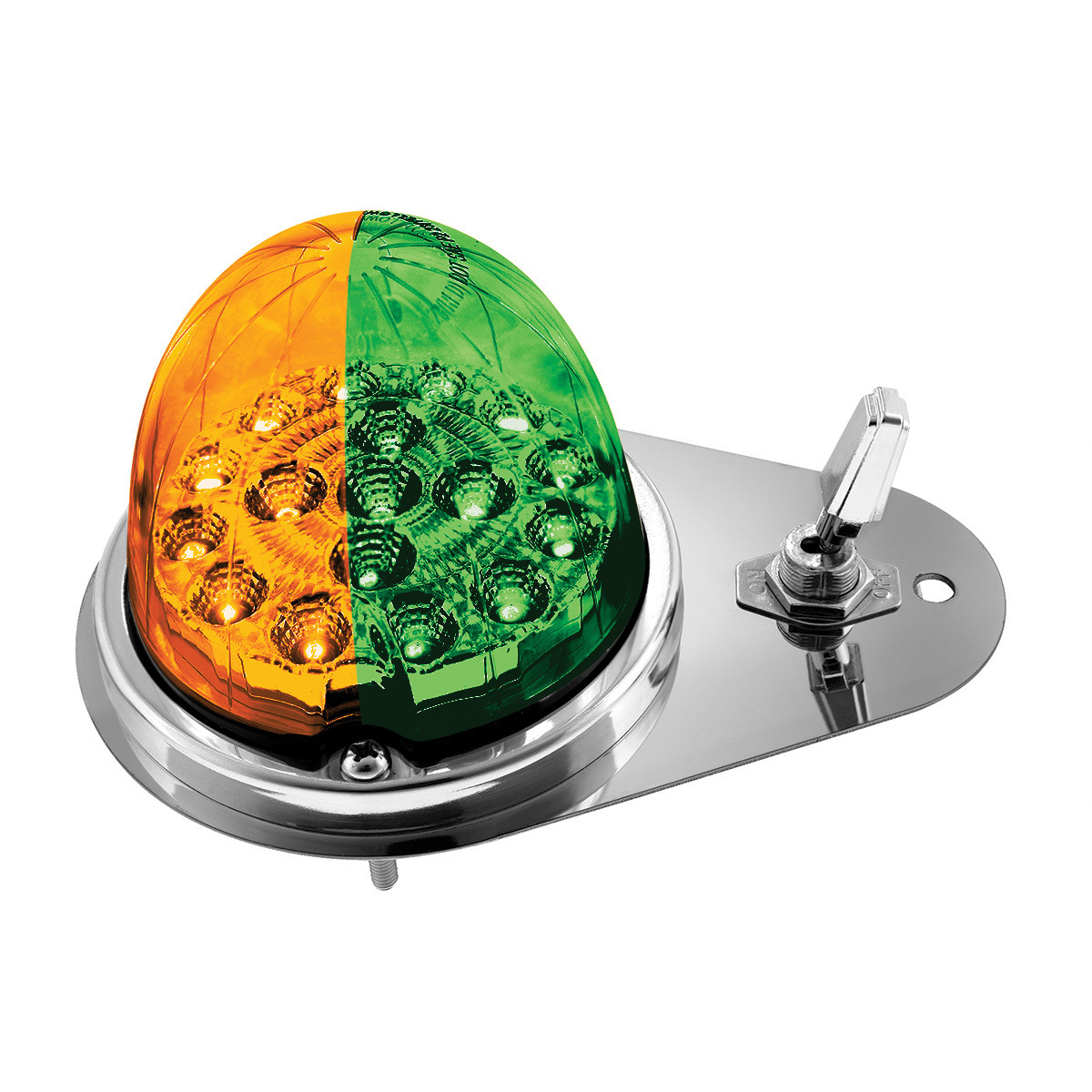 304 SS Above Door Dome Light Kit W/ 17 LED Double Fury Watermelon For 1994-2025 KW W900-Amber & Green LED - Thumbnail 14