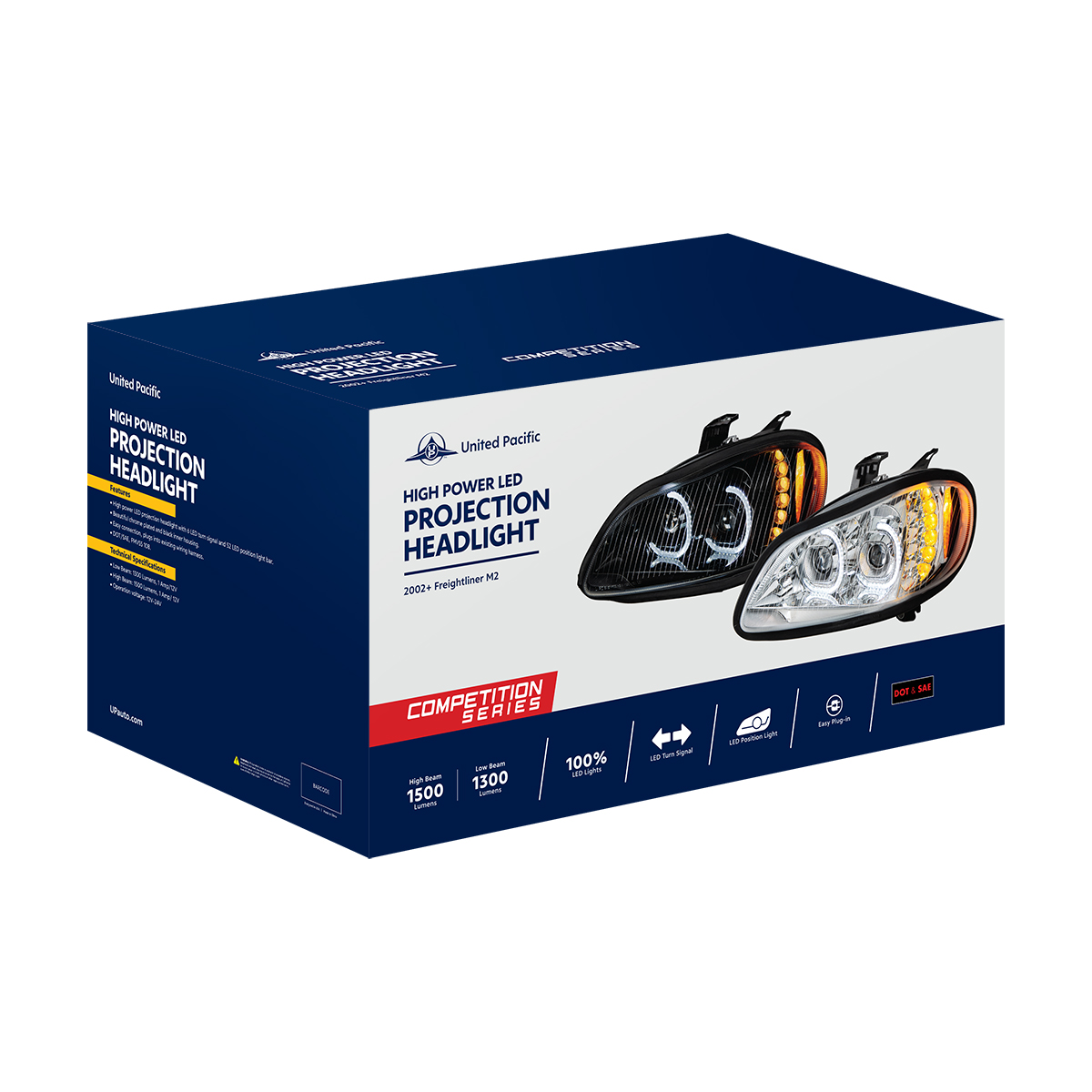 Black LED Projection Headlight Assembly For 2003-2024 Freightliner M2- Driver - Thumbnail 7