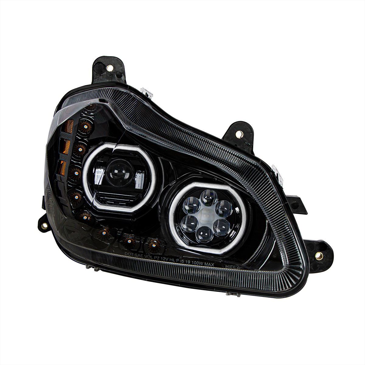 Black 10 LED Headlight For 2013-2021 Kenworth T680 - Passenger Side - Thumbnail 4