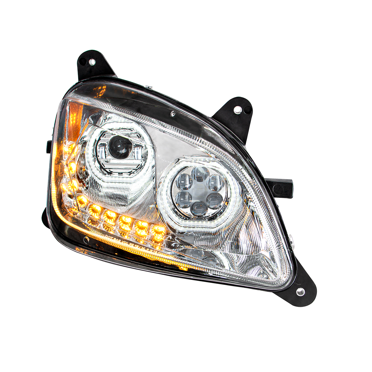 Chrome 10 LED Headlight For Peterbilt 587 (2010-2016) & 579 (2012-2021) - Passenger Side - Thumbnail 3