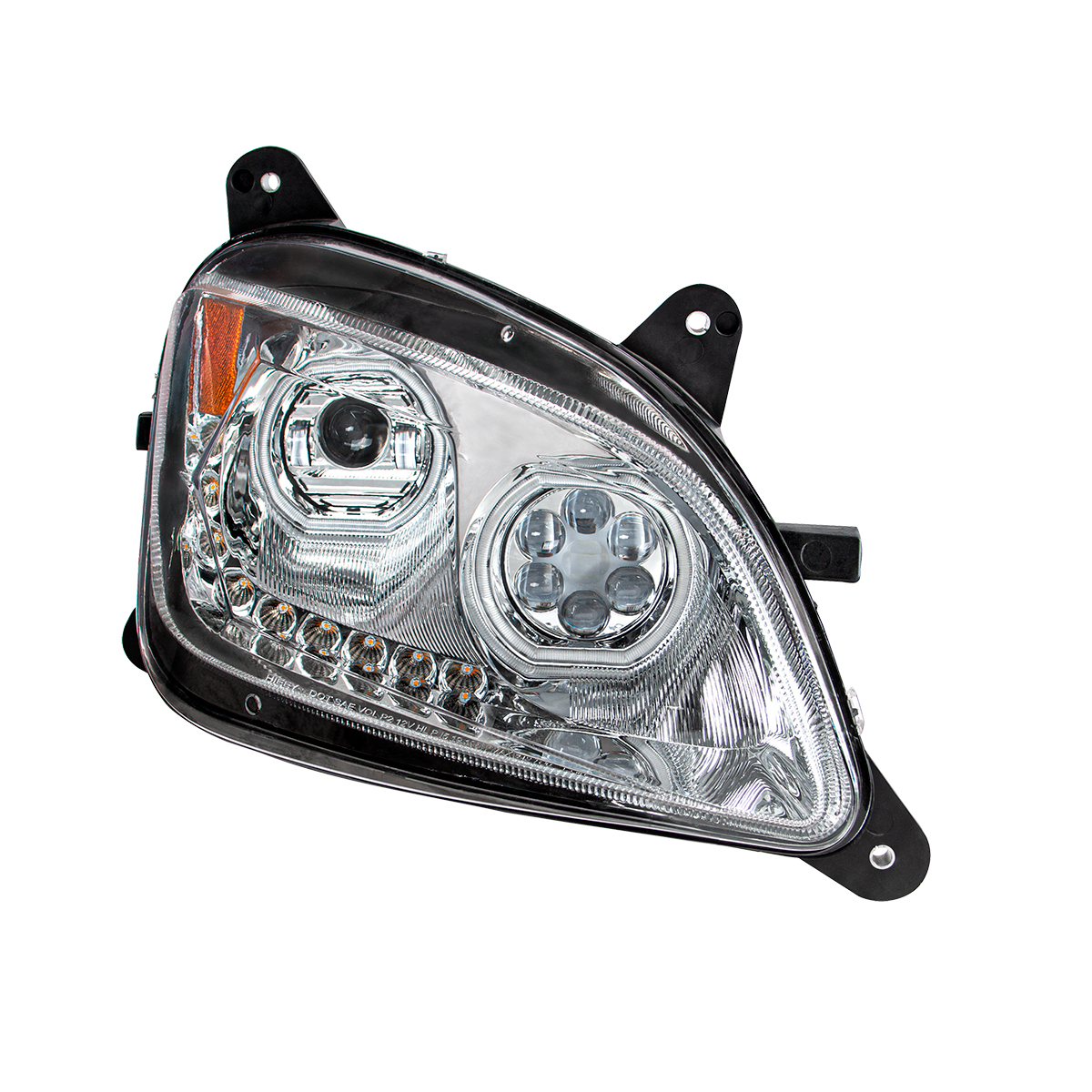 Chrome 10 LED Headlight For Peterbilt 587 (2010-2016) & 579 (2012-2021) - Passenger Side - Thumbnail 4