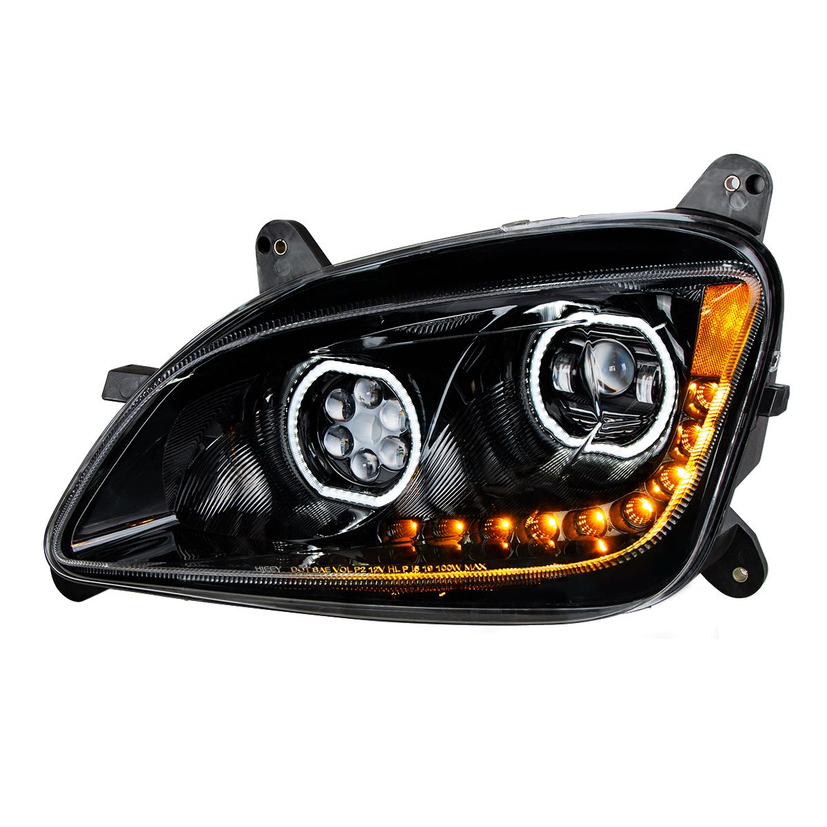 Black 10 LED Headlight For Peterbilt 587 (2010-2016) & 579 (2012-2021) - Driver Side