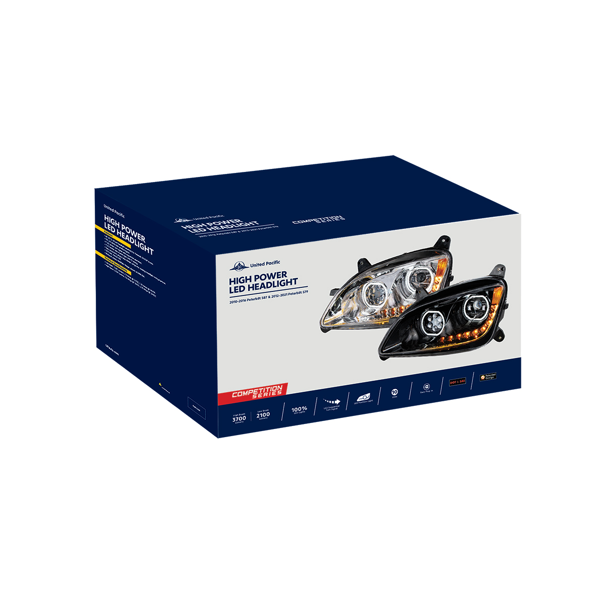 Black 10 LED Headlight For Peterbilt 587 (2010-2016) & 579 (2012-2021) - Driver Side - Thumbnail 6