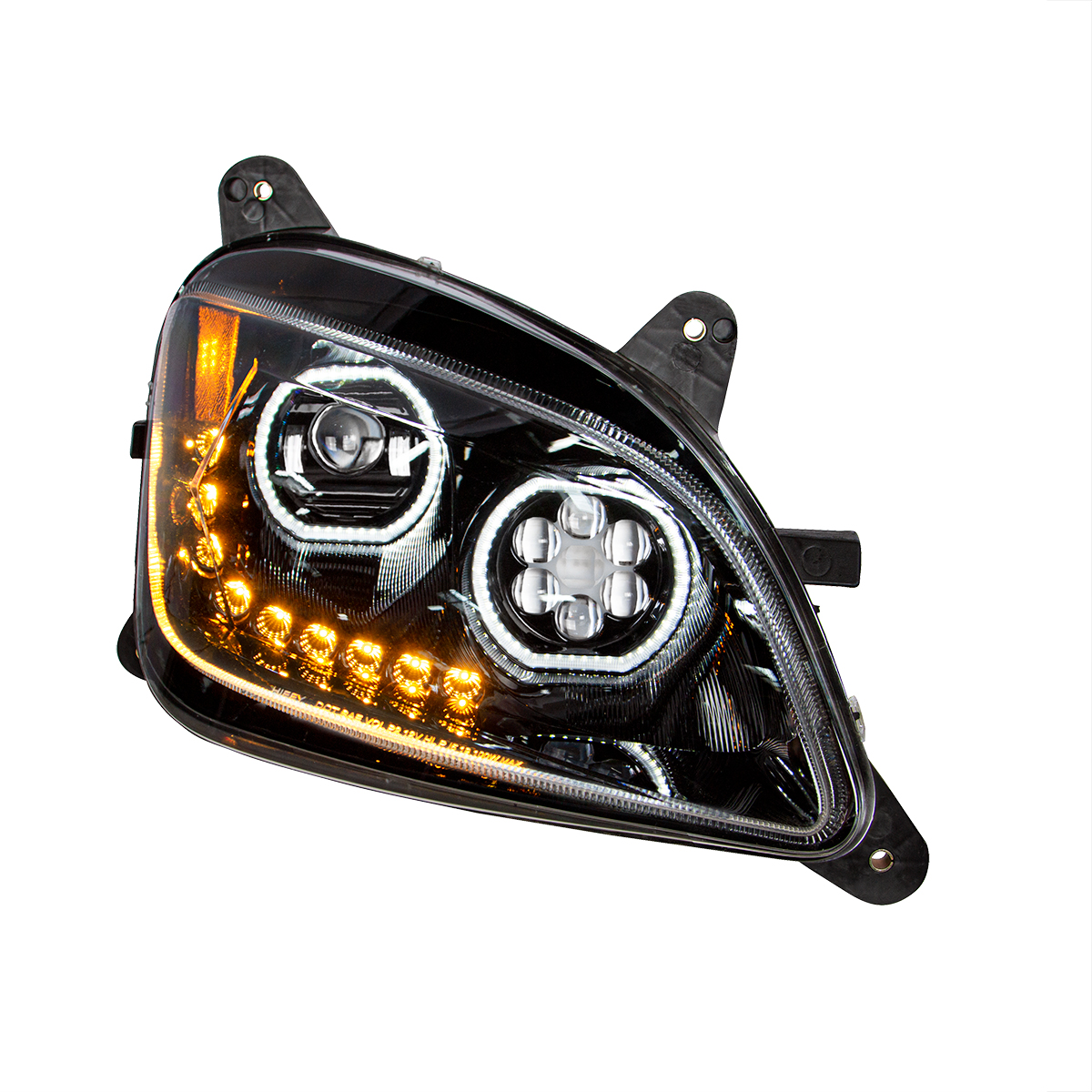 Black 10 LED Headlight For Peterbilt 587 (2010-2016) & 579 (2012-2021) - Passenger Side - Thumbnail 3