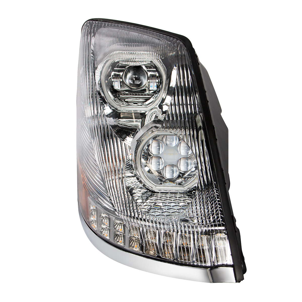 Chrome 10 LED Headlight For 2003-2017 Volvo VN/VNL - Passenger Side - Thumbnail 6
