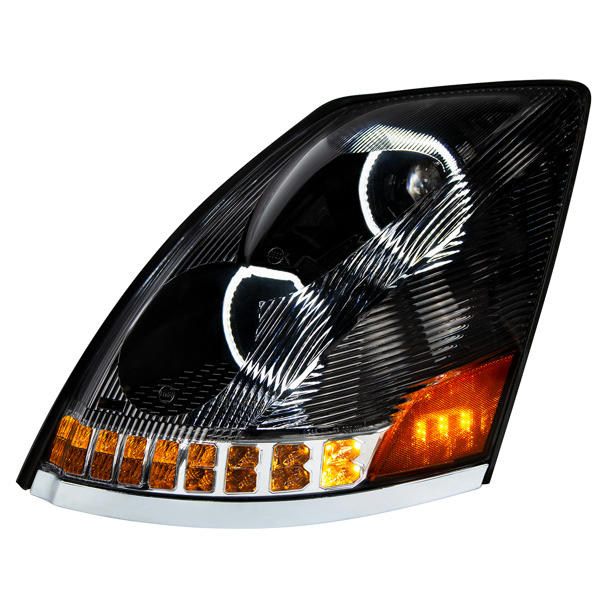 Black 10 LED Headlight For 2003-2017 Volvo VN/VNL - Driver Side - Thumbnail 3