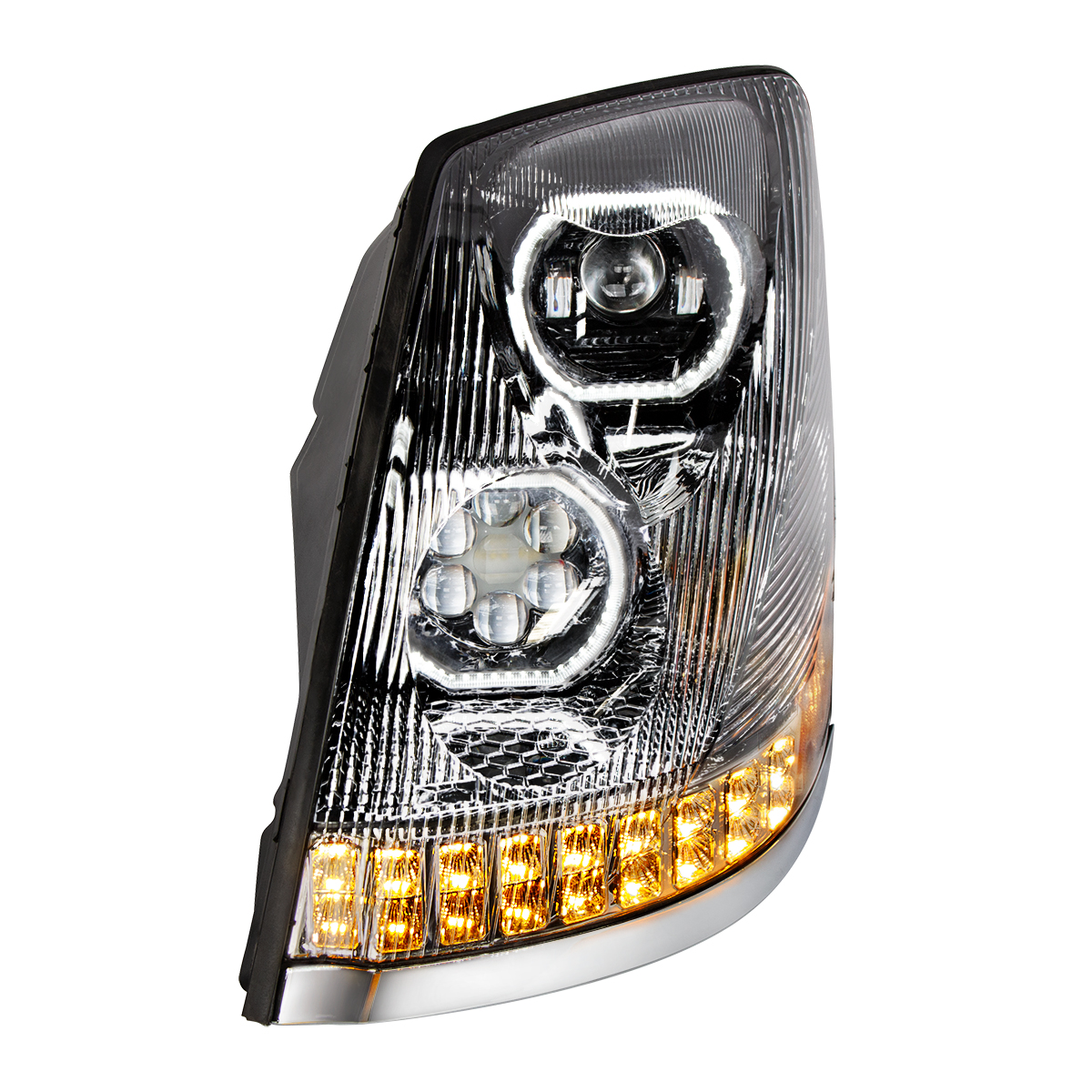 Black 10 LED Headlight For 2003-2017 Volvo VN/VNL - Driver Side - Thumbnail 5