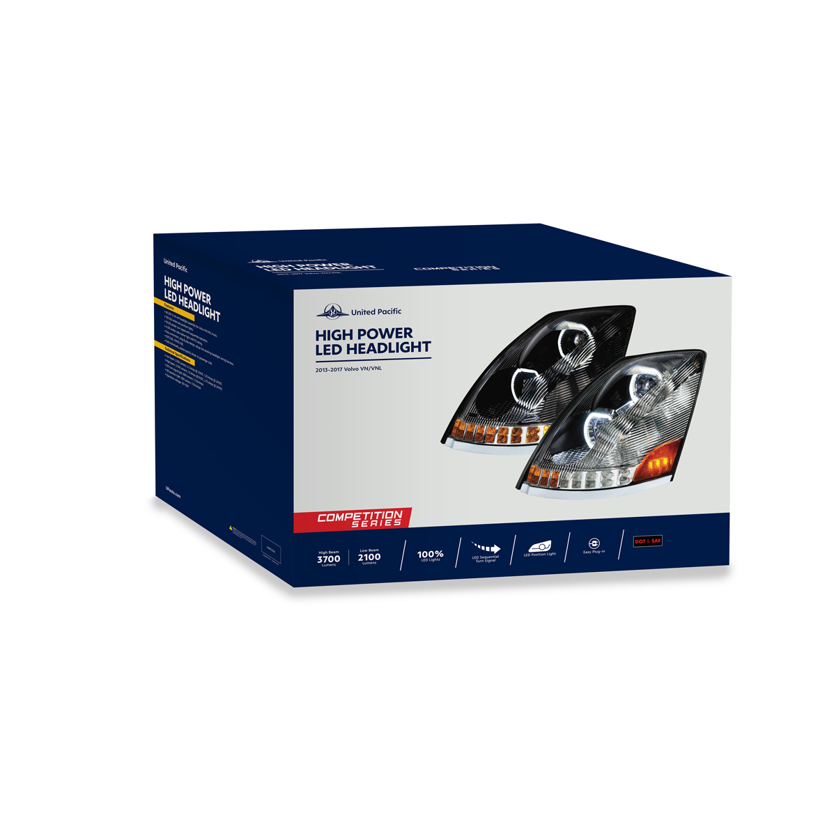 Black 10 LED Headlight For 2003-2017 Volvo VN/VNL - Driver Side - Thumbnail 9