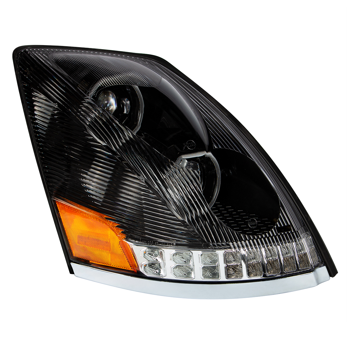 Black 10 LED Headlight For 2003-2017 Volvo VN/VNL - Passenger Side - Thumbnail 4