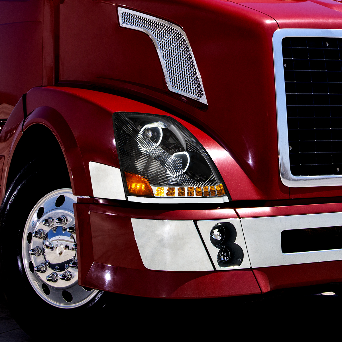 Black 10 LED Headlight For 2003-2017 Volvo VN/VNL - Passenger Side - Thumbnail 8