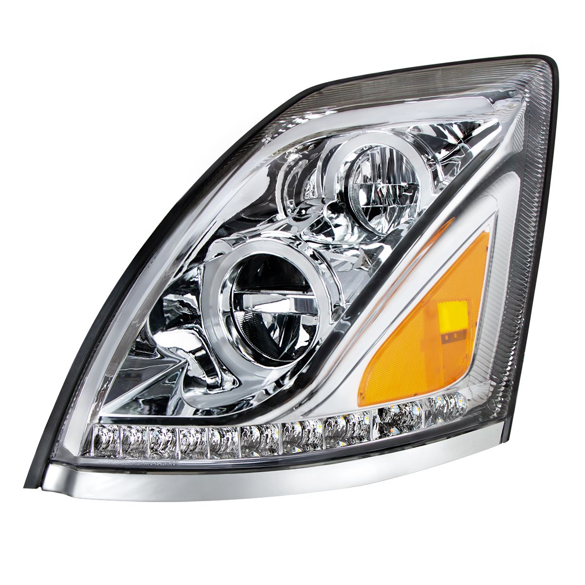 Chrome LED Headlight for 2003-2017 Volvo VN/VNL - Driver