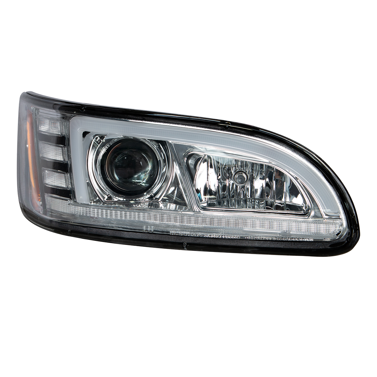 Chrome Projection Headlight With LED Sequential Turn & DRL For 2005-2015 Peterbilt 386- Passenger - Thumbnail 7