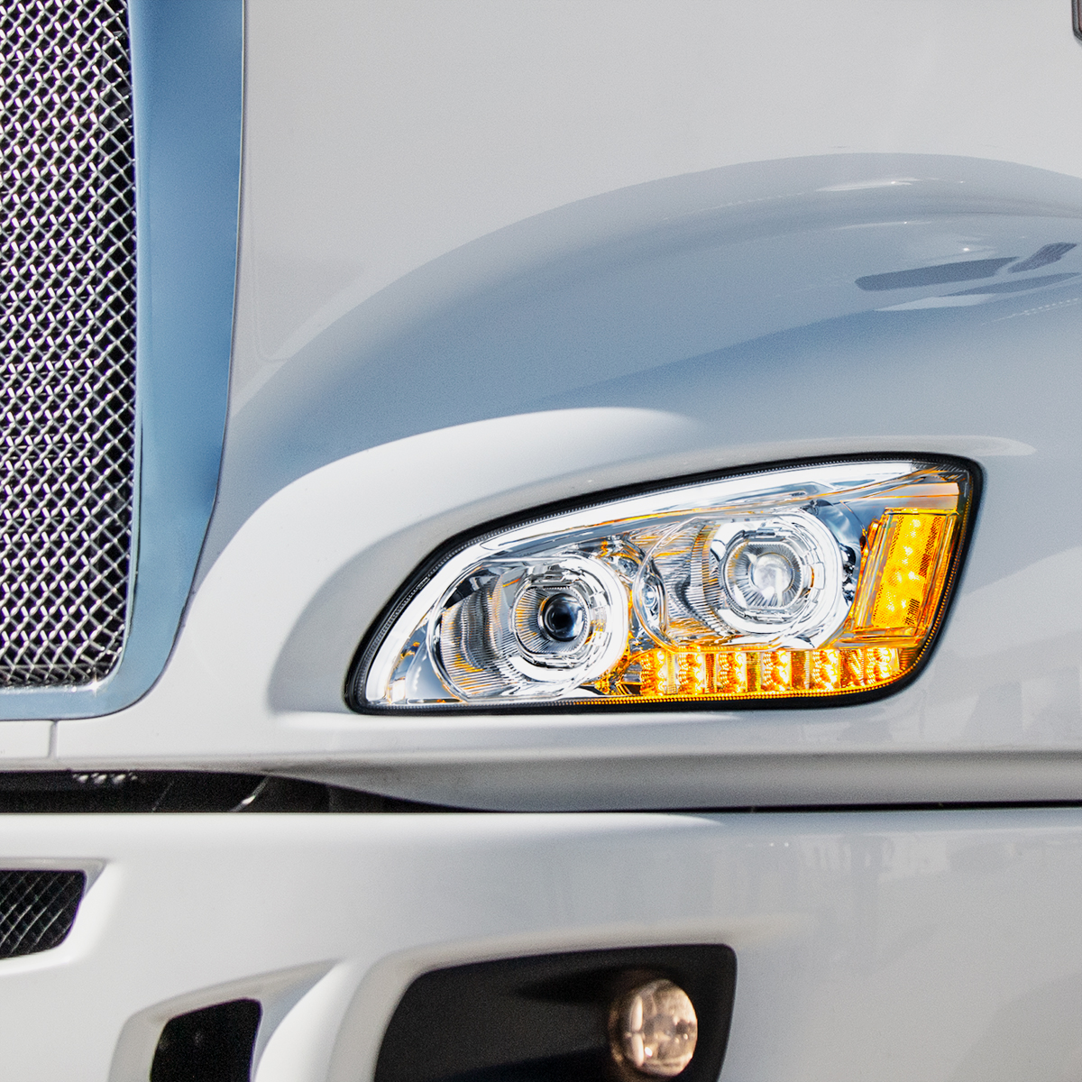 Chrome LED Headlight With LED Turn Signal & LED Position Light Bar For 2008-2017 Kenworth T660 - Driver - Thumbnail 6
