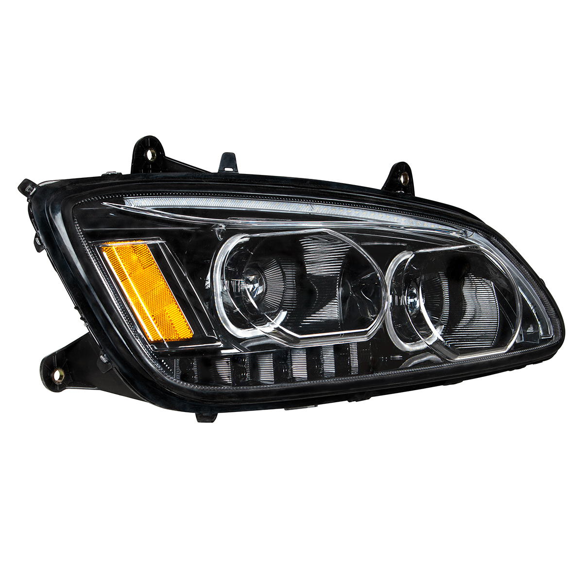 "Blackout" LED Headlight With LED Turn Signal & LED Position Light Bar For 2008-2017 Kenworth T660 - Passenger - Thumbnail 4