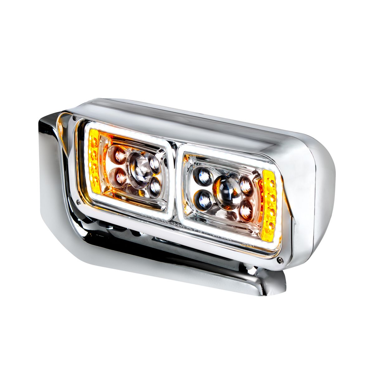 10 High Power LED "Chrome" Projection Headlight Assembly With Mounting Arm - Driver Side - Thumbnail 3