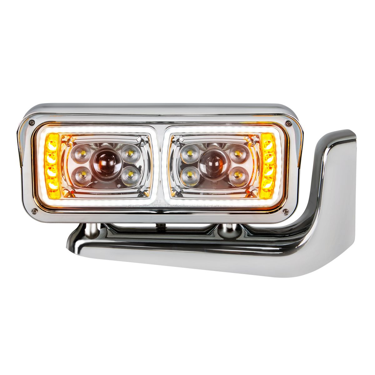 10 High Power LED "Chrome" Projection Headlight Assembly With Mounting Arm - Passenger Side
