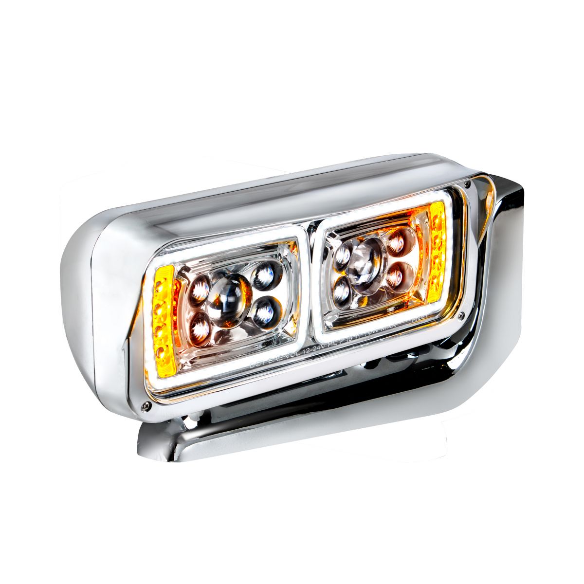 10 High Power LED "Chrome" Projection Headlight Assembly With Mounting Arm - Passenger Side - Thumbnail 3