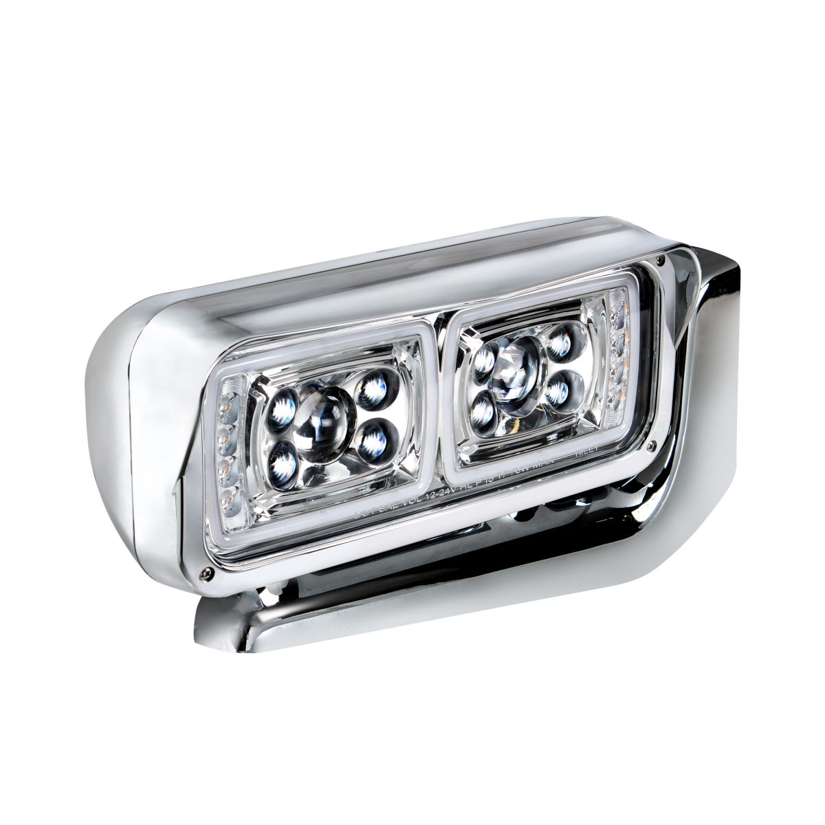 10 High Power LED "Chrome" Projection Headlight Assembly With Mounting Arm - Passenger Side - Thumbnail 4