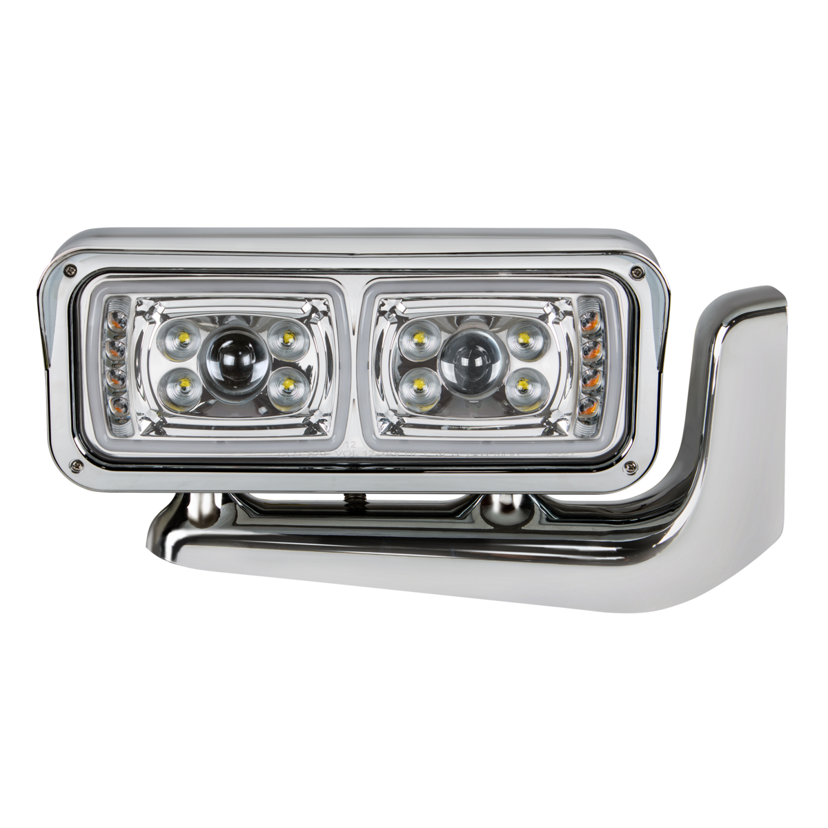 10 High Power LED "Chrome" Projection Headlight Assembly With Mounting Arm - Passenger Side - Thumbnail 9