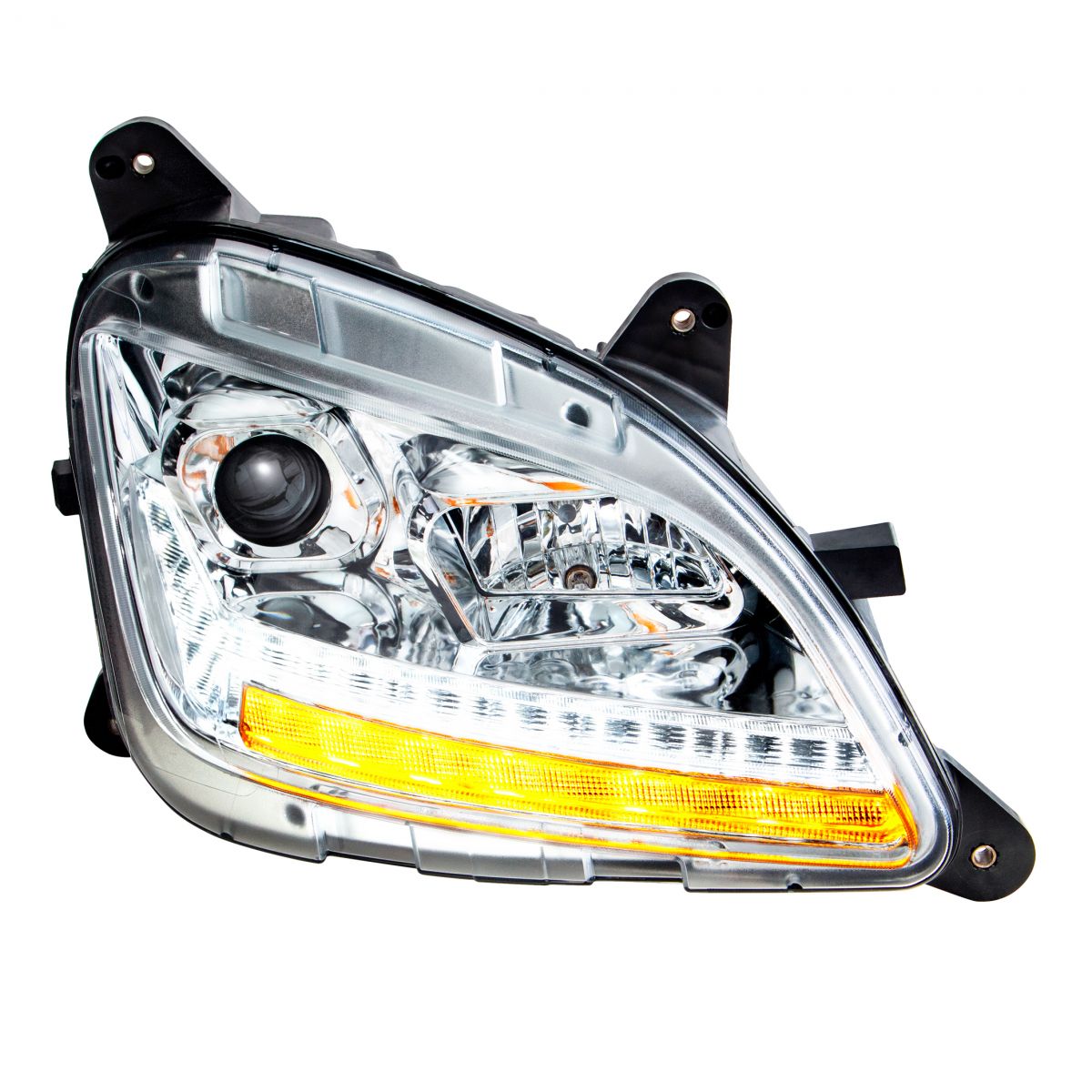 Chrome Projection Headlight With LED Sequential Turn and DRL For 2012-2021 Peterbilt 579- Passenger - Thumbnail 7