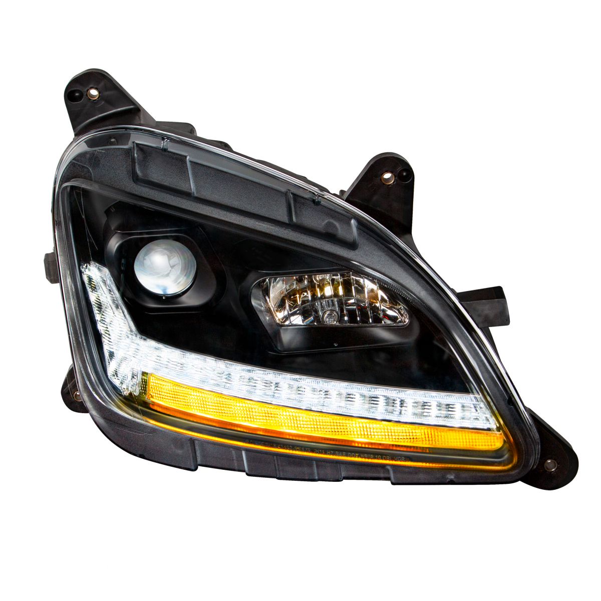 "Blackout" Projection Headlight With LED Sequential Turn & DRL For 2012-2021 Peterbilt 579- Passenger - Thumbnail 7