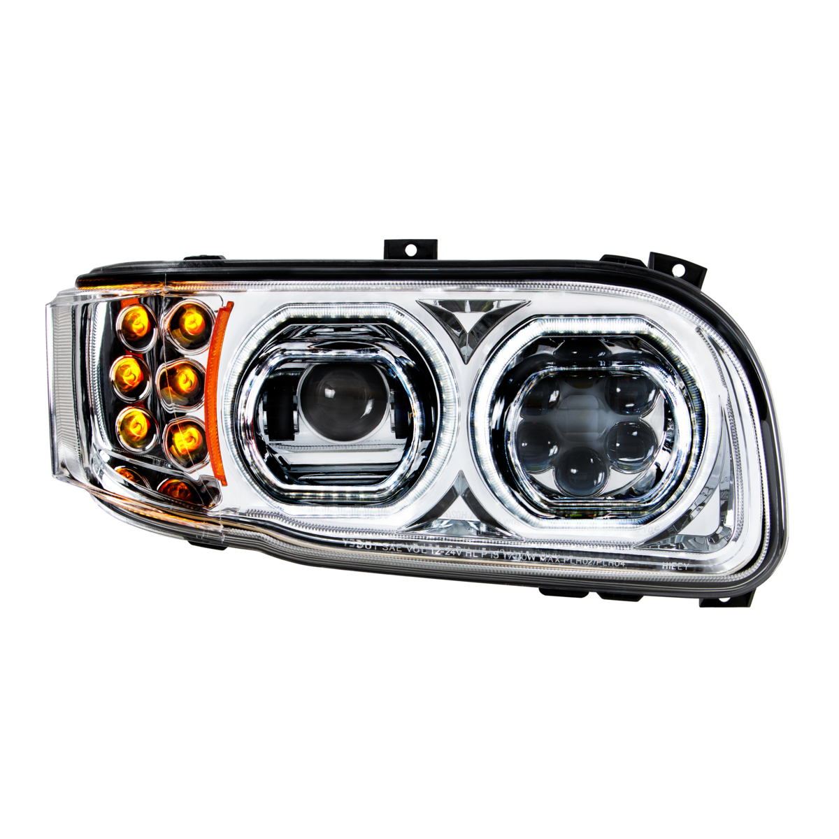 High Power 10 LED Chrome Headlight With 6 LED Turn & 100 LED Halo For 2008-2024 Peterbilt 389- Passenger - Thumbnail 11