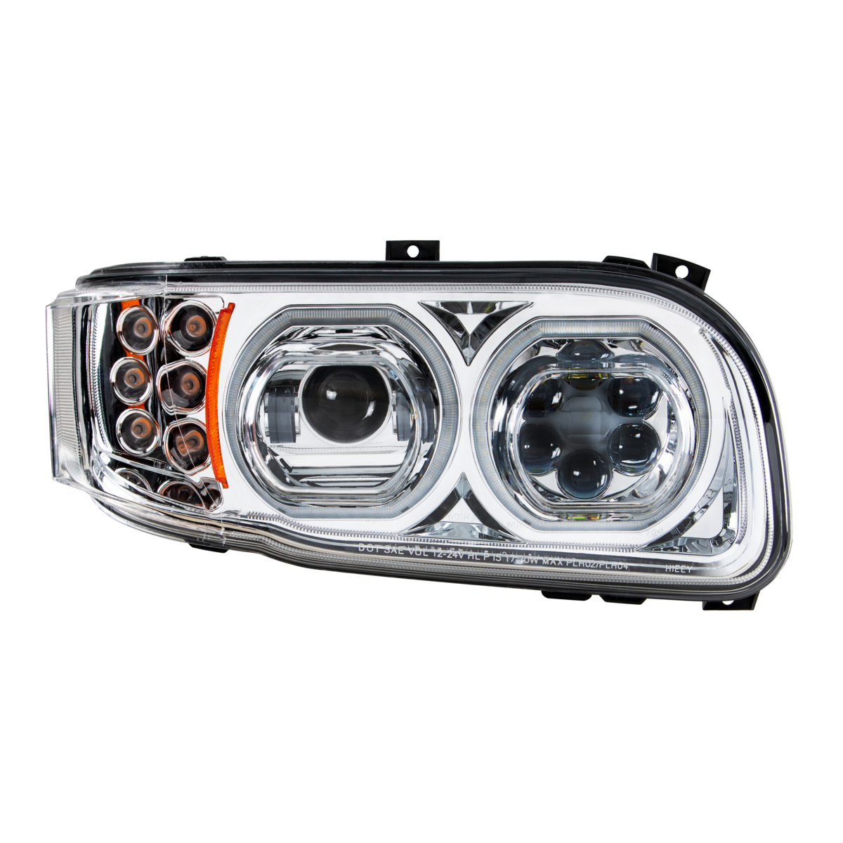 High Power 10 LED Chrome Headlight With 6 LED Turn & 100 LED Halo For 2008-2024 Peterbilt 389- Passenger - Thumbnail 12