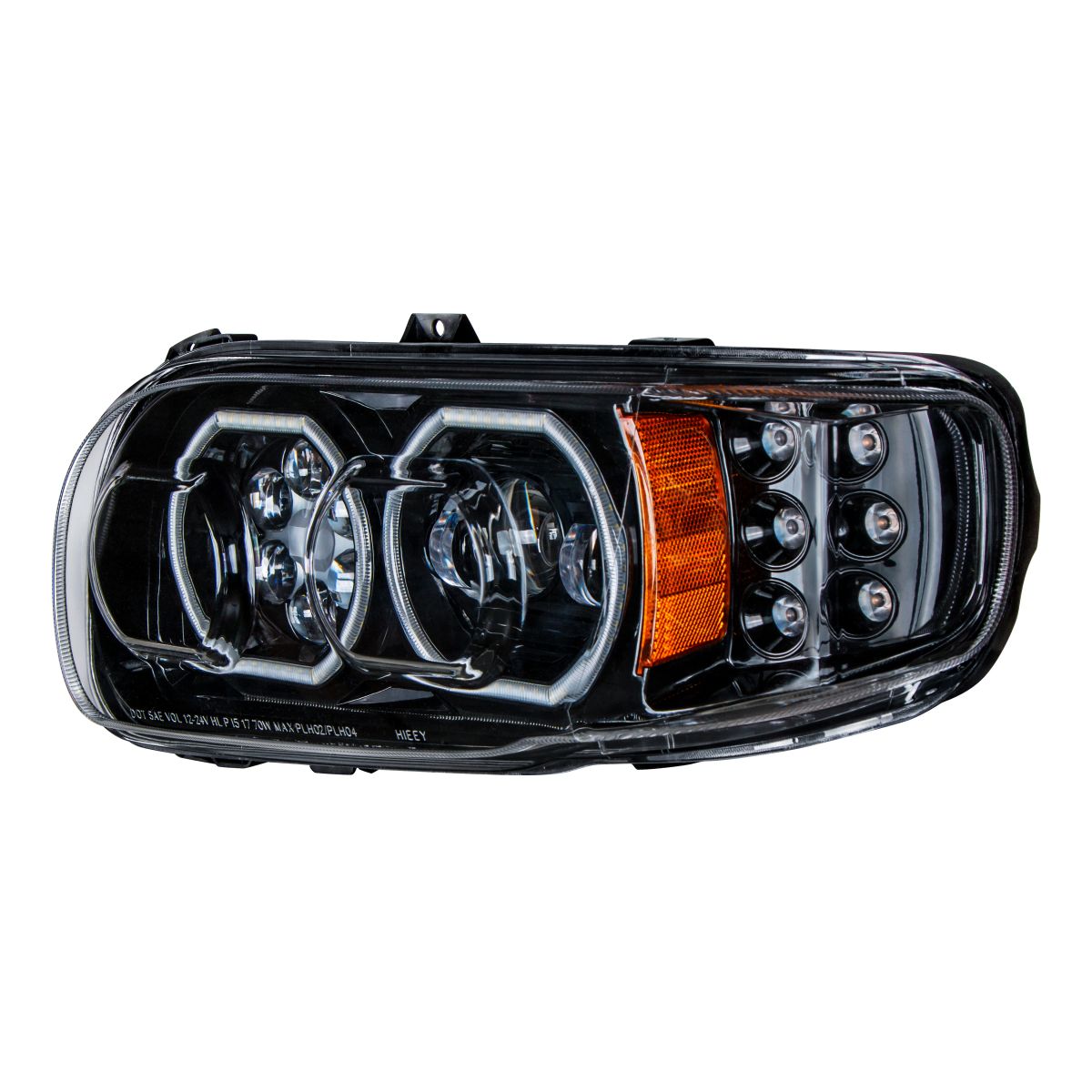High Power 10 LED Blackout Headlight With 6 LED Turn & 100 LED Halo For 2008-2024 Peterbilt 389- Driver - Thumbnail 2
