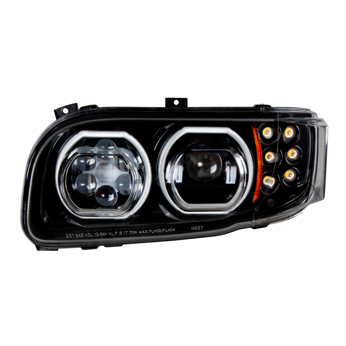 High Power 10 LED Blackout Headlight With 6 LED Turn & 100 LED Halo For 2008-2024 Peterbilt 389- Driver - Thumbnail 12