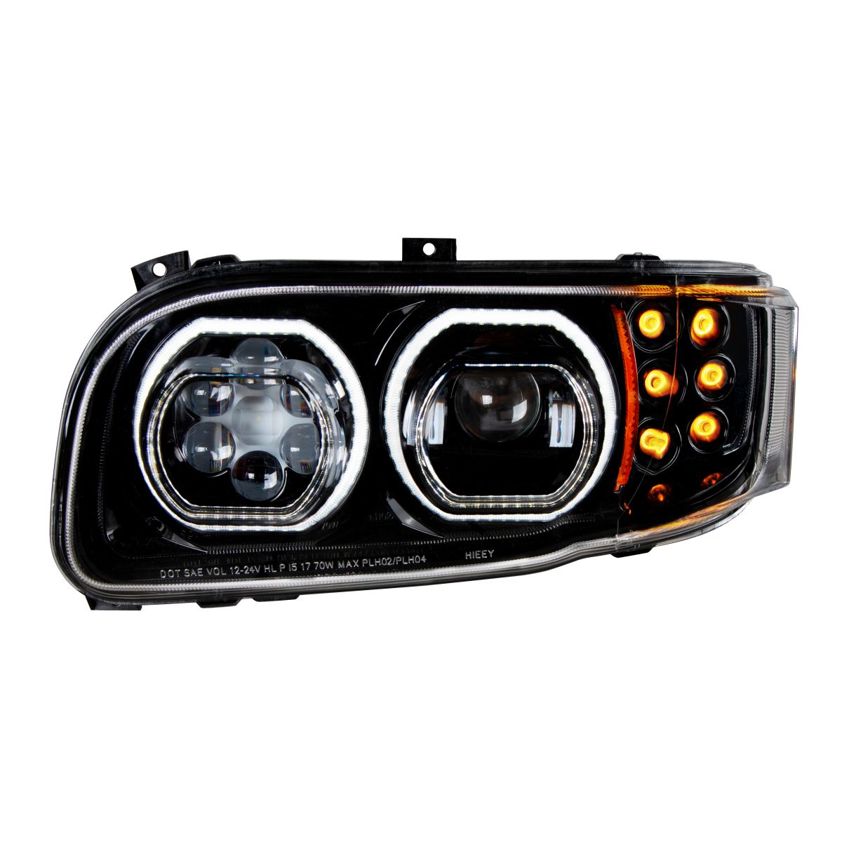 High Power 10 LED Blackout Headlight With 6 LED Turn & 100 LED Halo For 2008-2024 Peterbilt 389- Driver - Thumbnail 3