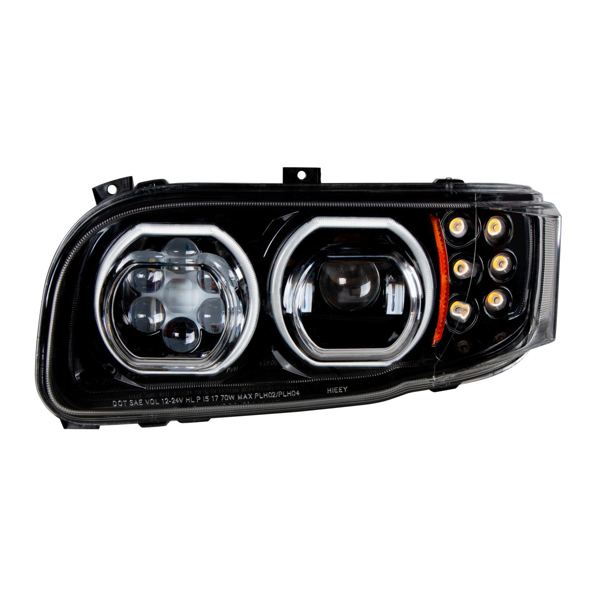 High Power 10 LED Blackout Headlight With 6 LED Turn & 100 LED Halo For 2008-2024 Peterbilt 389- Driver - Thumbnail 4