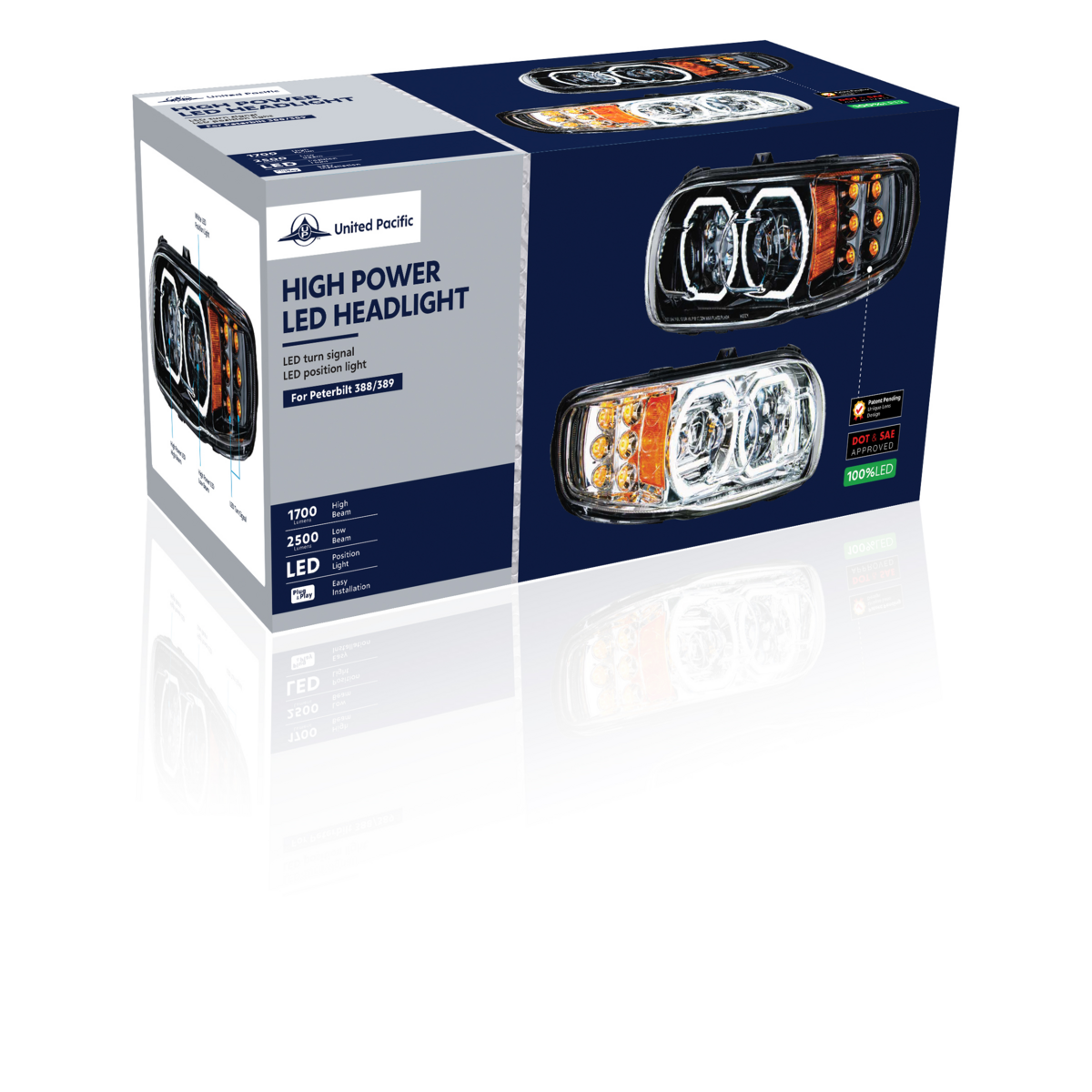 High Power 10 LED Blackout Headlight With 6 LED Turn & 100 LED Halo For 2008-2024 Peterbilt 389- Passenger - Thumbnail 15