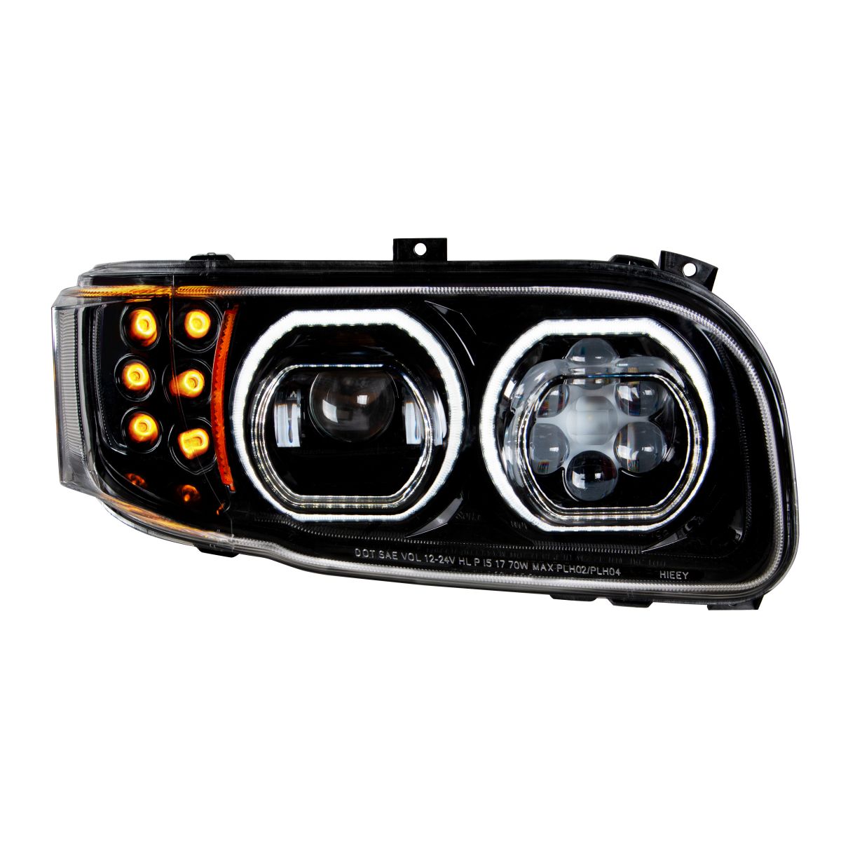 High Power 10 LED Blackout Headlight With 6 LED Turn & 100 LED Halo For 2008-2024 Peterbilt 389- Passenger - Thumbnail 3