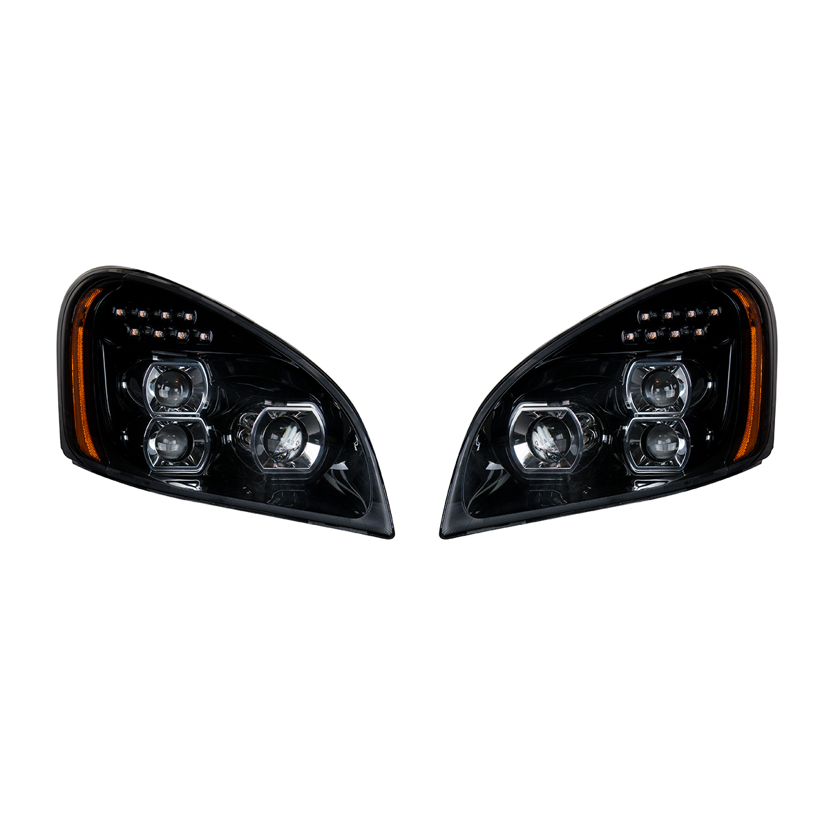 "Blackout" LED Headlight Set For 2008-2017 Freightliner Cascadia (Pair) - Thumbnail 2